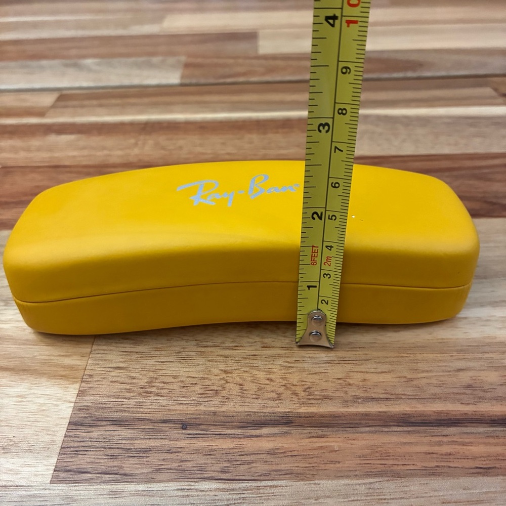 Ray-Ban Yellow Eyeglass Hard Case Glasses Protector Hinged Clamshell Felt Lined - Picture 10 of 10